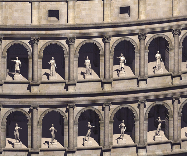 Closeup of the Coliseum Statues